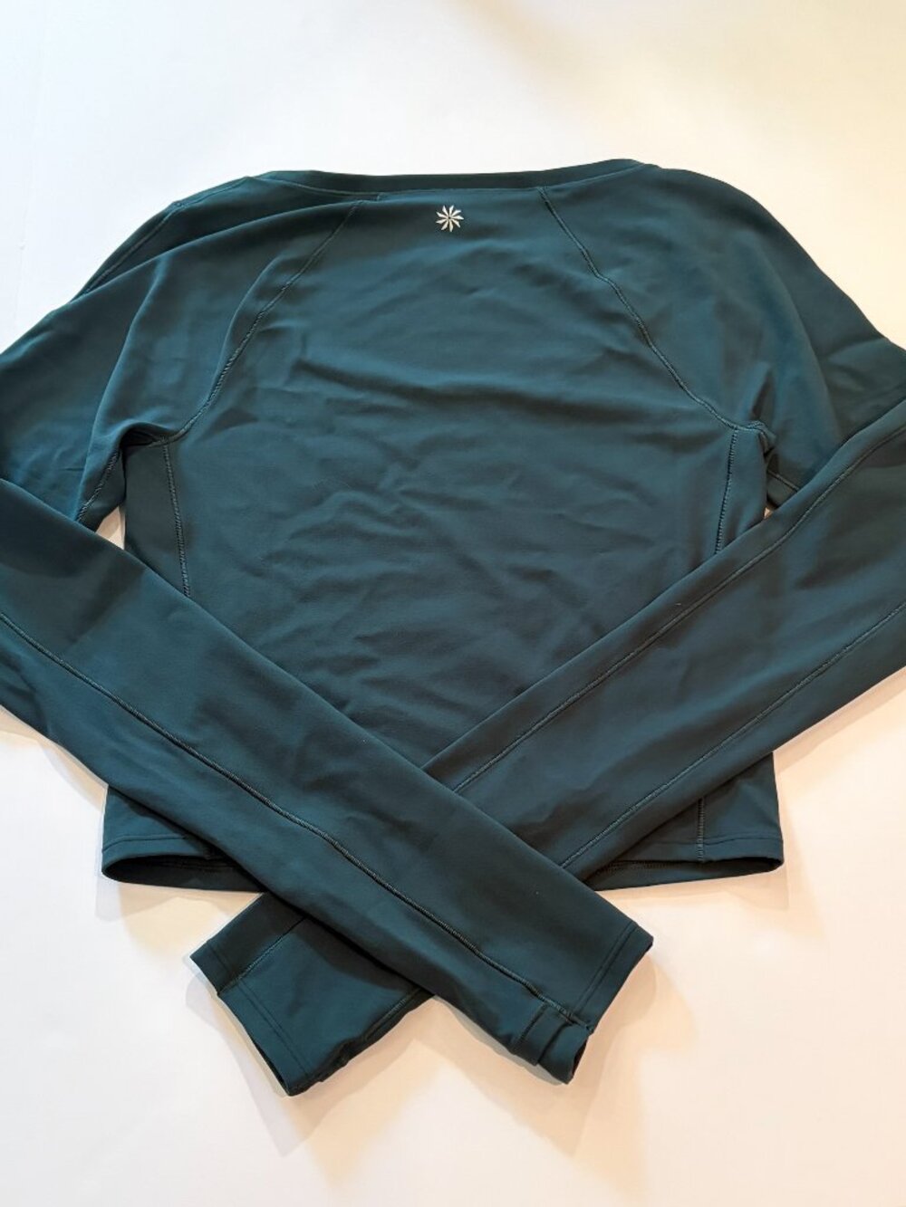 Athleta Transcend Long Sleeve Crop Top Teal Green Women's XS Activewear